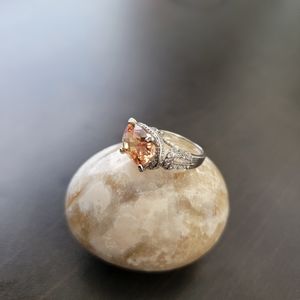 Large Oval Citrine 925 Sterling Silver Ring Size 6 November Birthstone